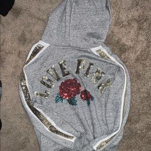 Pink hoodie crossover bling